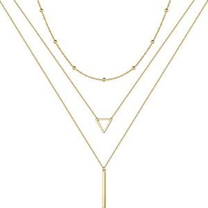 Turandoss Gold Layered Necklaces for Women - 14K Gold Plated Handmade Multilayer